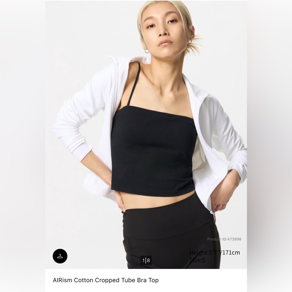 NEW WITH TAGS Uniqlo Airism Cotton Cropped Bra Tube Top